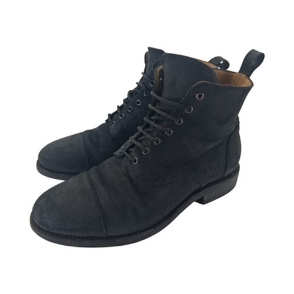 TAFT Boots Mens Size 9 Black Suede Cap Toe Combat Ankle Lace Up Boots